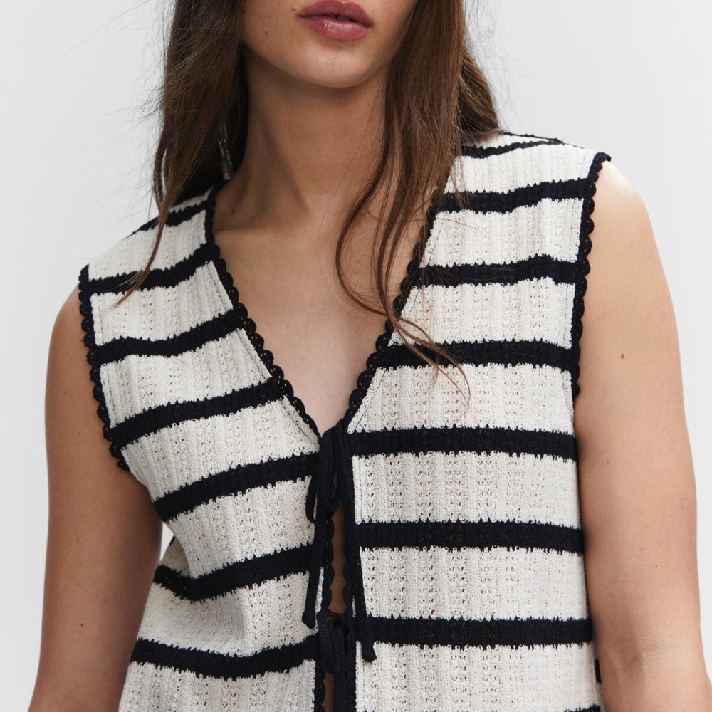 Mango Black and White stripe crochet top - Picture 7 of 9